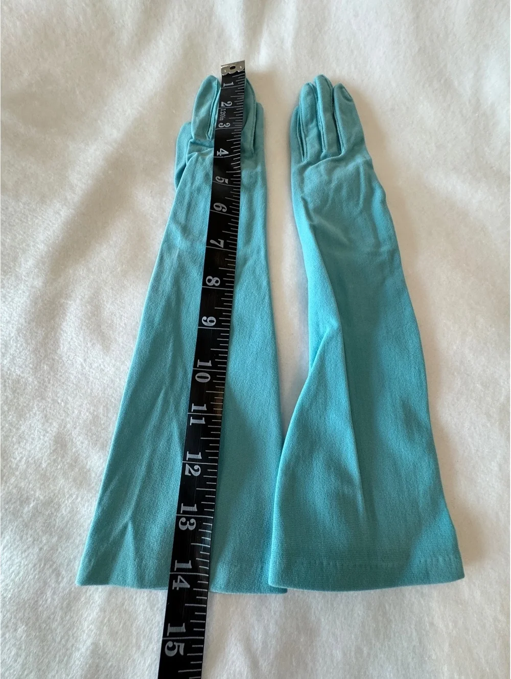 Vintage Ladies Opera Gloves in Turquoise size 6